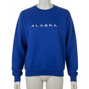 Vintage 90s DELTA Fifty-Fifty Alaska Crewneck Sweatshirt Blue Made in USA Size M